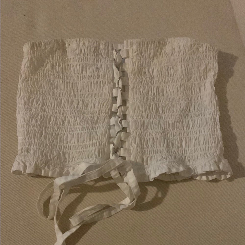 American Eagle Outfitters White Smocked Top